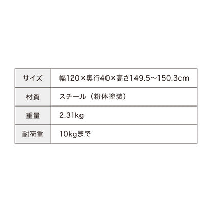 ハンガーラック スリム スチール 幅120cm スタイリッシュ おしゃれ 一人暮らし 省スペース スチールラック 洋服ラック 衣類ハンガー パイプハンガー 衣類収納 ラック 寝室 玄関 大容量 小物収納