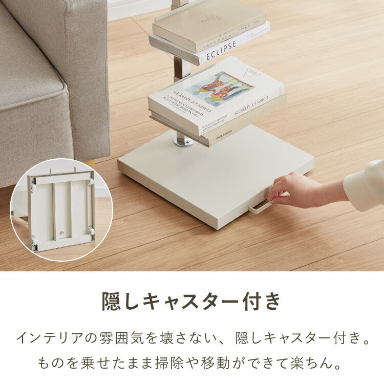 日本製 ブックタワー 5段 アイボリー おしゃれ 隠しキャスター付き 棚