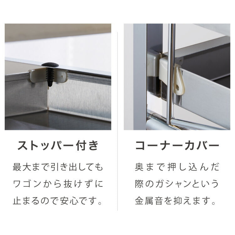 日本製 燕三条 ステンレス作業台ワゴン 幅50cm 引出付き ハンドル付き キッチンワゴン 作業台 調理台 スリム キャスター付き おしゃれ ステンレス天板 ステンレスワゴン キッチンラック(代引不可)