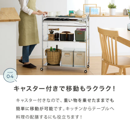 日本製 燕三条 ステンレス作業台ワゴン 幅73.5cm 引出付き ハンドル付き キッチンワゴン 作業台 調理台 スリム キャスター付き おしゃれ ステンレス天板 ステンレスワゴン キッチンラック(代引不可)