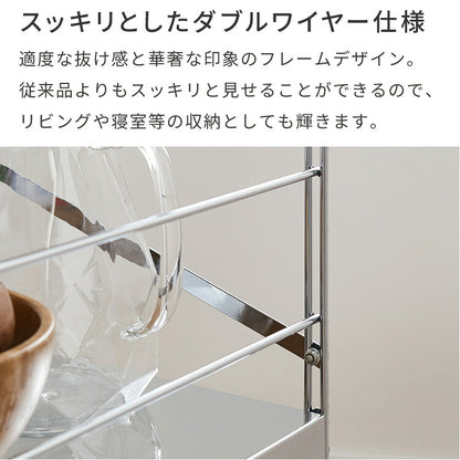 日本製 燕三条 ステンレス作業台ワゴン ダブルフレームデザイン 幅73cm 引出し付き ハンドル付き キッチンワゴン 作業台 調理台 スリム キャスター付き シルバー 韓国インテリア おしゃれ
