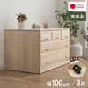 押入れ クローゼット収納 衣類収納 奥行60cm ロング総桐クローゼットチェスト キャスター付き 幅100cm・3段 【日本製 大川家具 完成品】 引き出し収納 オシャレ 北欧 服 押入れ収納(代引不可)