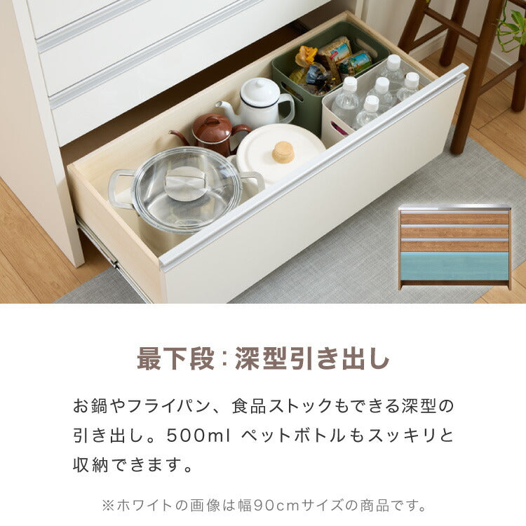 ホワイト ステンレス天板 キッチン収納 4段引き出し ホワイト ステンレス天板 キッチン収納 4段引き出し