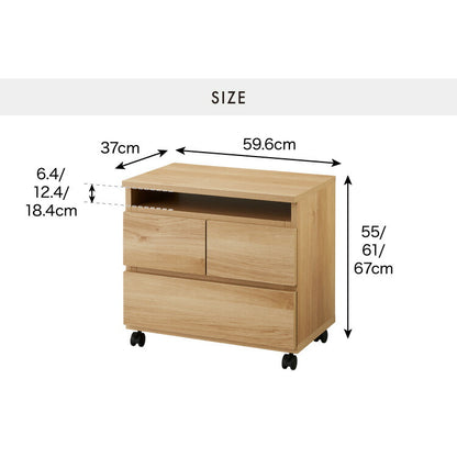 昇降式 テレビワゴン 幅60cm 55cm~67cmの昇降2段スライドレール キャスター付き 完成品