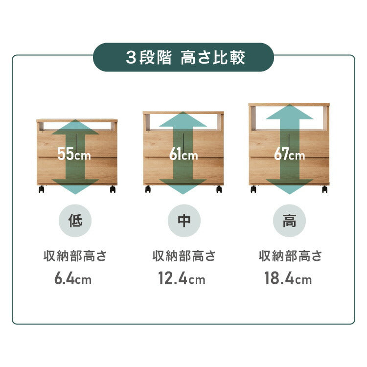 昇降式 テレビワゴン 幅80cm 55cm~67cmの昇降2段スライドレール キャスター付き 完成品