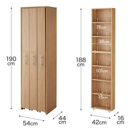 すきま収納 本棚 3列 幅54cm スライド式 本棚 スライド本棚 スライド キャスター付き 書棚 隙間 収納 コミックラック スリム おしゃれ 省スペース 北欧 シンプル 収納ラック