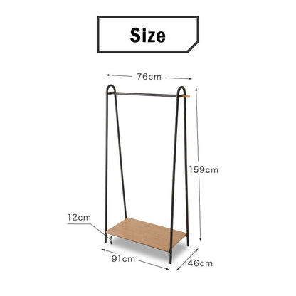 ハンガーラック おしゃれ 幅91cm 奥行46cm 高さ159cm ワイドAタイプ 棚付き 組立式 ブラック ホワイト ナチュラル シンプル コートハンガー 衣類収納 洋服掛け 玄関 スリム コンパクト