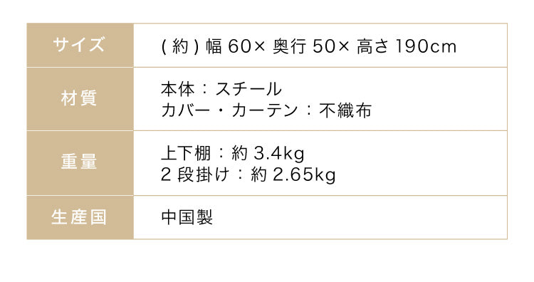 選べるカバー付きクローゼットハンガー 幅60cm 上下棚付き 2段掛け ハンガーラック ワードローブ 洋服 たんす 収納 アレンジ 収納棚 たな ラック 衣装ケース 組み合わせ カスタマイズ(代引不可)