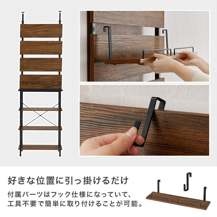 突っ張り薄型キッチンラック 幅60cm 壁面収納 スリム ウォールラック 突っ張りラック つっぱりラック 突っ張り棚 ラック 棚 北欧 おしゃれ(代引不可)