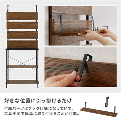 突っ張りキッチンラック スライド棚付き 幅80cm 壁面収納 スリム ウォールラック 突っ張りラック つっぱりラック 突っ張り棚 ラック 棚 北欧 おしゃれ(代引不可)