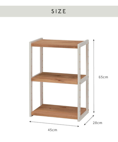 ラック オープンラック 3段 幅45cm 天然木 シェルフ 本棚 収納 ディスプレイ フリーラック カントリー調 多目的ラック(代引不可)