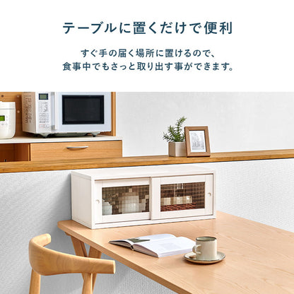 カウンター上収納 完成品 引き戸タイプ 幅60cm 天然木 ガラス キッチン収納 キッチンラック カウンター上 収納 マグカップ 食器 雑貨 卓上 収納 北欧 おしゃれ(代引不可)