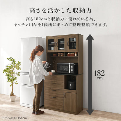 キッチンボード 幅89 ハイタイプ Bタイプ 大容量収納 コンセント 食器棚 レンジ台 キッチンラック キャビネット キッチン収納 北欧 おしゃれ(代引不可)