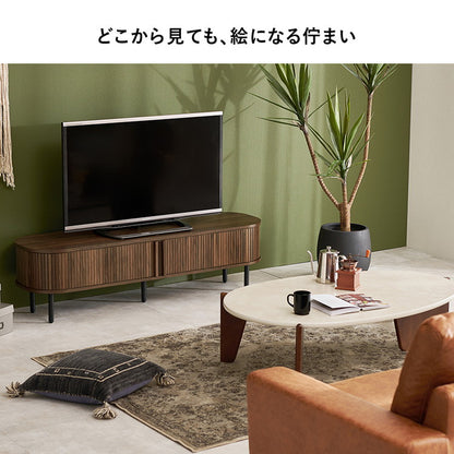 タンブール テレビ台 幅119 ローボード 引き戸 省スペース 脚付き タンブール扉 タンブールデザイン 木製 テレビボード TV台 TVボード 和モダン ジャパンディ 北欧 おしゃれ(代引不可)