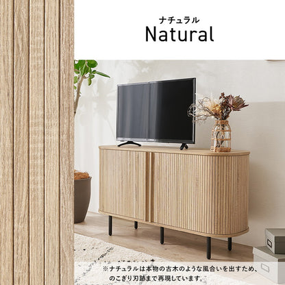 タンブール テレビ台 ハイタイプ 幅119 リビングボード キャビネット チェスト 引き戸 省スペース 脚付き タンブール扉 タンブールデザイン 木製 テレビボード 和モダン ジャパンディ 北欧 おしゃれ(代引不可)