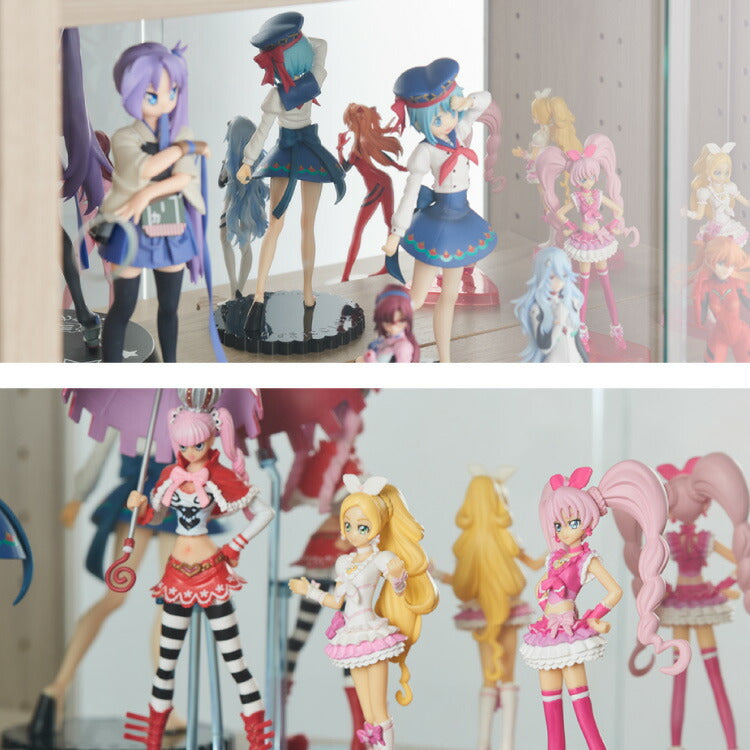 3cmピッチ 112段階調整できる 日本製 コレクションラック 背面ガラス 完成品 高さ 155cm コレクションケース 【段差式】奥行 30cm 強化ガラス(代引不可)