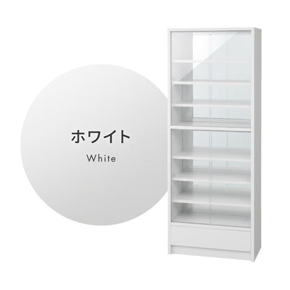 3cmピッチ 112段階調整できる 日本製 コレクションラック 背面ガラス 完成品 高さ 155cm コレクションケース 【段差式】奥行 30cm 強化ガラス(代引不可)