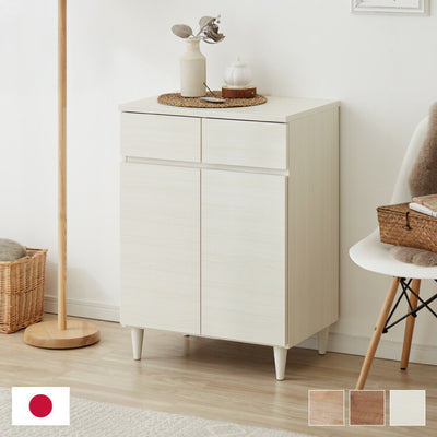 【日本製 完成品】北欧 木製 キャビネット 幅60 収納棚 扉付き 国産 リビング 収納家具 シェルフ 木製 日本製 北欧 シンプル モダン 棚 本棚 家具 ウッド 大容量 オシャレ ブラウン ナチュラル ホワイト(代引不可)