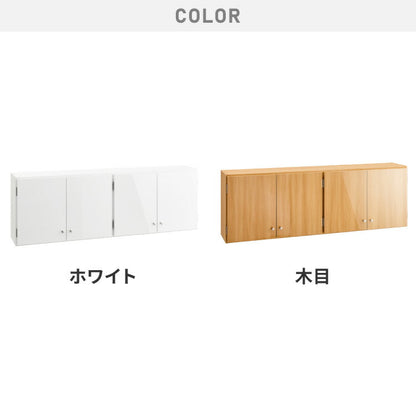 選べる吊戸棚 光沢仕上げ 壁面収納 吊戸棚 幅120 奥行22 完成品 日本製 F☆☆☆☆ キッチン 洗面所 リビング 吊り戸棚 棚 可動棚 高さ調節 鏡面 木目