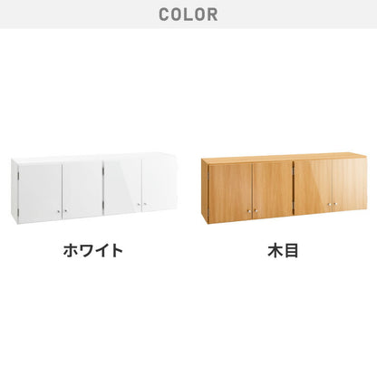 選べる吊戸棚 光沢仕上げ 壁面収納 吊戸棚 幅120 奥行30 完成品 日本製 F☆☆☆☆ キッチン 洗面所 リビング 吊り戸棚 棚 可動棚 高さ調節 鏡面 木目
