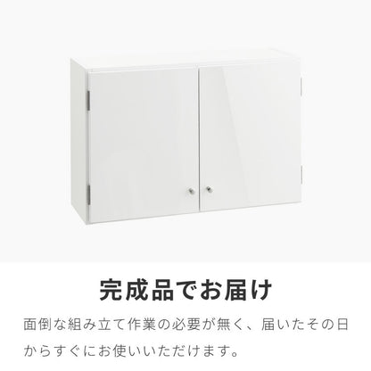 選べる吊戸棚 光沢仕上げ 壁面収納 吊戸棚 幅60 奥行22 完成品 日本製 F☆☆☆☆ キッチン 洗面所 リビング 吊り戸棚 棚 可動棚 高さ調節 鏡面 完成品 洗面所収納