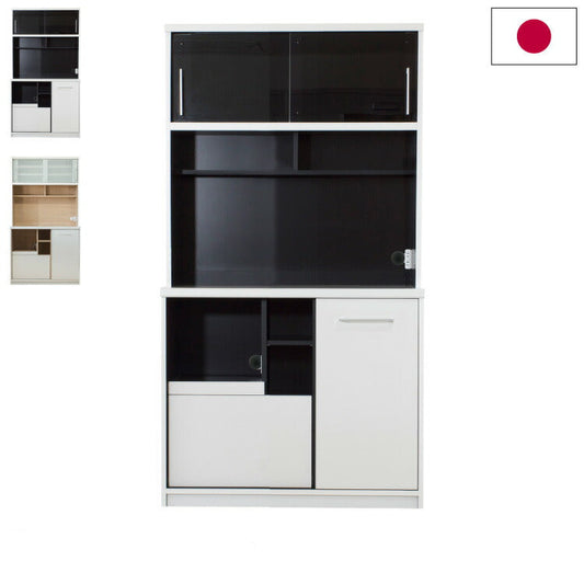 食器棚 幅100cm 奥行45cm 高さ188cm 完成品 棚 国産 日本製 キッチンボード ダイニングボード カップボード レンジボード 引き戸 スライド 一人暮らし 新生活 収納(代引不可)
