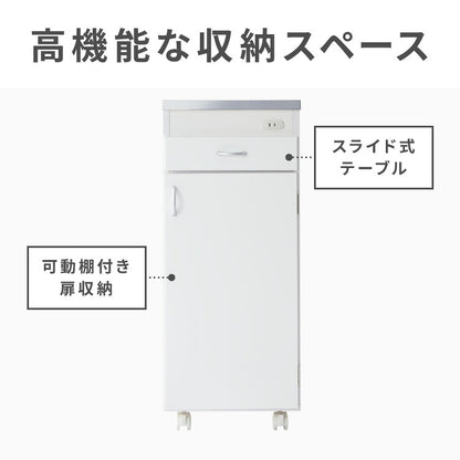 日本製 ステンレス天板 キッチン収納 幅35cm キャスター付き 扉タイプ コンセント付き シンクサイド収納 スリムラック モダンデザイン スリムラック キッチンストッカー 省スペース 隙間収納