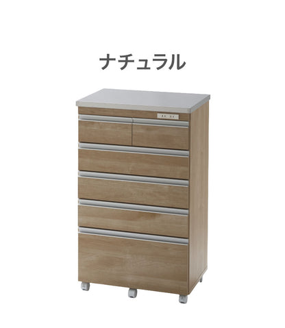 【完成品 日本製】 キッチンカウンター ステンレス天板 幅60 高さ100 5段 オープンスライド キャスター付き 国産 背面化粧仕上げ 鏡面仕上げ 間仕切り テーブル 食器棚 キッチンボード 引き出し(代引不可)
