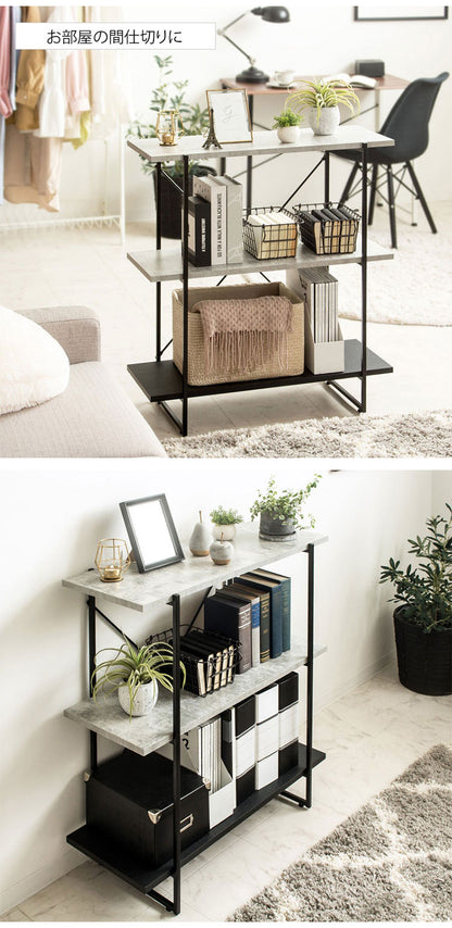 オープンラック ストーン調 3段 幅80cm ラック 本棚 シェルフ 飾り棚 間仕切り a4 収納 奥行30 スリム 省スペース 石目調 おしゃれ シンプル モダン インダストリアル(代引不可)