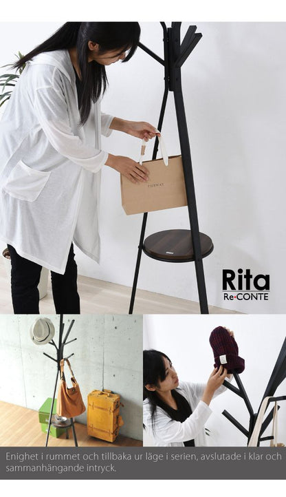 Rita ポールハンガー ハンガー ラック 北欧 デザイン モダン 木製 スチール ミッドセンチュリー 家具 バッグ 掛け ブラック(代引不可)