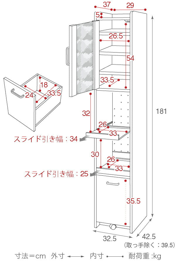 すきま収納 キッチン隙間収納 幅30 高さ180 扉付 ミニ 食器棚 キッチン家電収納 家電ラック 家電収納棚 コンパクト 収納 スリム キッチンラック FKC-1533(代引不可)