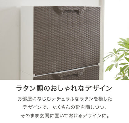 artplast アートプラスト イタリア製 シューズボックス 幅51cm ラタン調 ポリプロピレン 軽量 下駄箱 スリム フラップ扉 完成品 スタッキング可能 薄型 収納 靴収納ラック 靴収納 玄関収納(代引不可)