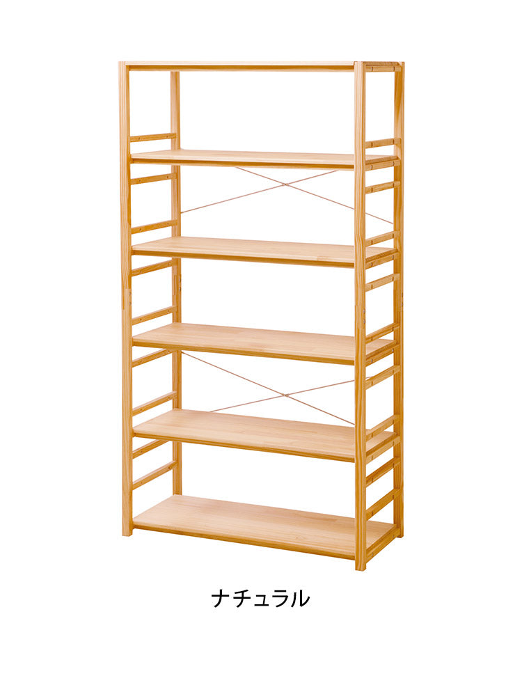 天然木ラック 幅84cm 6段 収納ラック おしゃれ 北欧 かわいい 子供部屋 おもちゃ収納 オープンラック オープン収納 リビング キッチン レンジラック(代引不可)