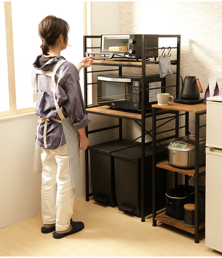 キッチンラック ゴミ箱上ラック 幅64 奥行45 高さ140cm 可動棚 省