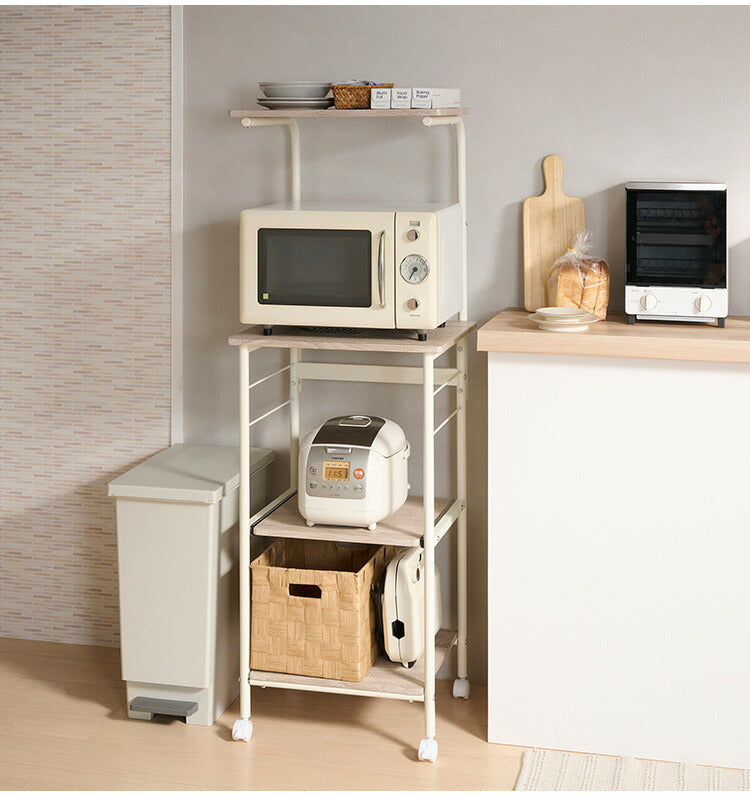 レンジ台 ワゴン キャスター付き 幅50 奥行42.5 高さ142cm スライド棚