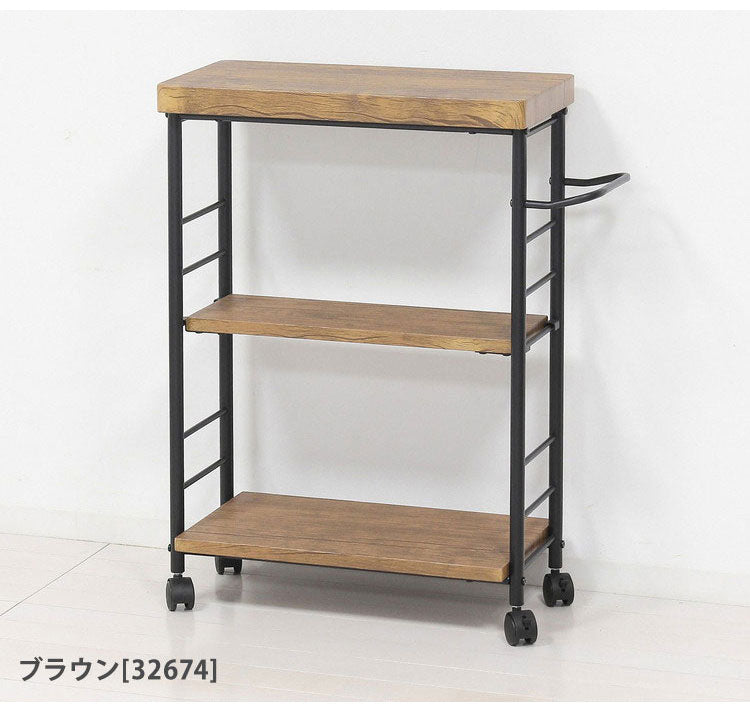 アート 3段 キッチンワゴン 奥行25cm スリム 可動棚 傷つきにくい樹脂