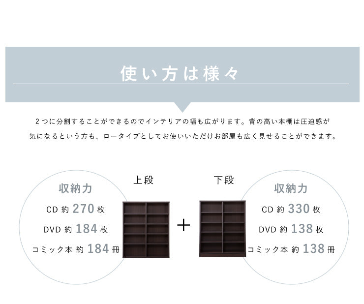 本棚 幅75 薄型 木目 可動棚 分割 セパレート ブラウン ホワイト 書棚 壁面書棚 壁面収納 文庫収納(代引不可)