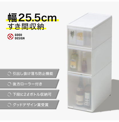 ライクイット ( like-it ) キッチン 収納 スリムストレージ ミディストッカー 幅25.5x奥46.5x高82cm ホワイト 日本製 MS-111D 幅25.5cm デッドスペース収納 すき間を活用(代引不可)