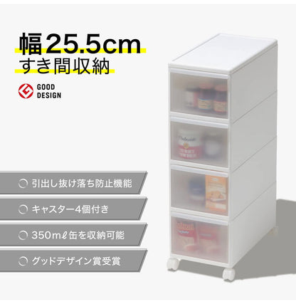 ライクイット ( like-it ) キッチン 収納 スリムストレージ ミディストッカー 約幅25.5x奥46.5x高83cm ホワイト 日本製 MS-4 幅25.5cm デットスペース収納 すき間を活用(代引不可)