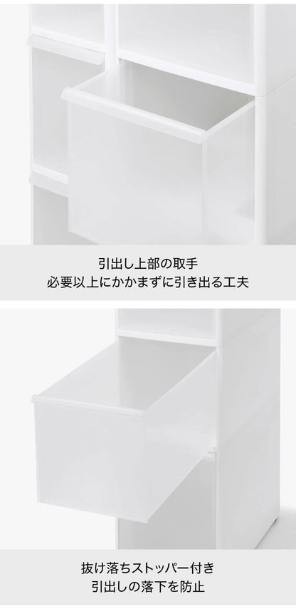 ライクイット(like-it)ランドリー収納段差をまたげるすき間ストッカー 3段幅18.5×奥46.5×高92~94.5cmホワイト日本製TS-111A(代引不可)