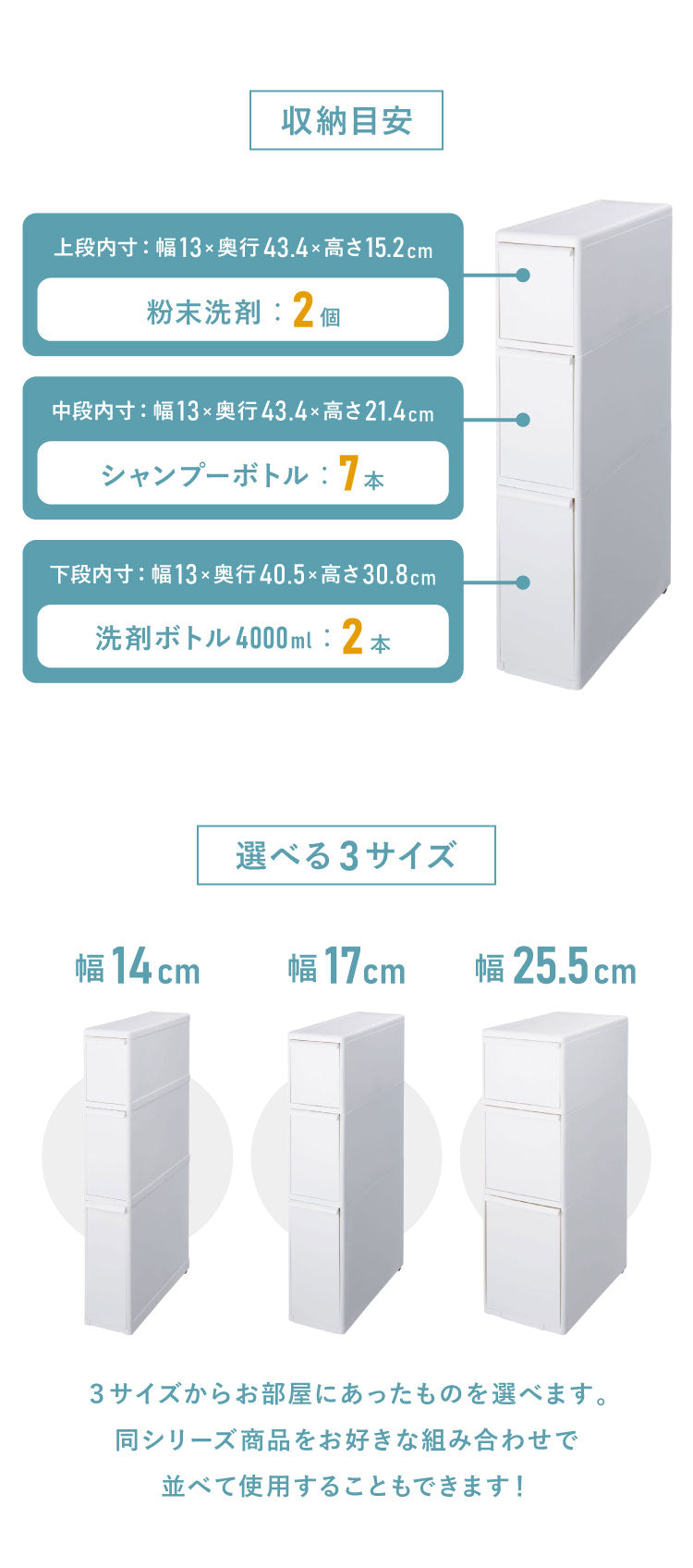 ライクイット ( like-it ) キッチン収納 すき間 引出し スリム 3段 幅17x奥46.5x高82cm オールホワイト 日本製 TS-111L 隠す収納 幅17cm デッドスペース すき間を活用(代引不可)