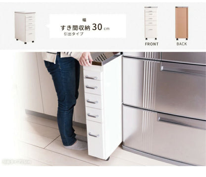 日本製 完成品 ステンレスキッチンワゴン 幅30cm 引出タイプ キッチン収納 隙間収納 国産 キャスター付き スライドテーブル付き 隙間収納 すき間収納 キッチン 収納 キッチン収納 マルチワゴン(代引不可)