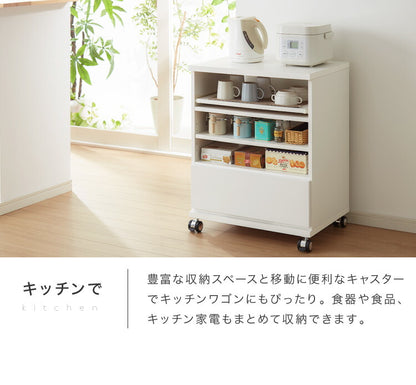 日本製 国産 テレビ台 【完成品】ハイタイプ 幅59.5×奥行44×高さ75cm テレビワゴン コンセント付き コンパクト 木製 キャスター付き スライド棚 可動棚 テレビ台 おしゃれ 収納 かわいい 和風 モダン 北欧(代引不可)