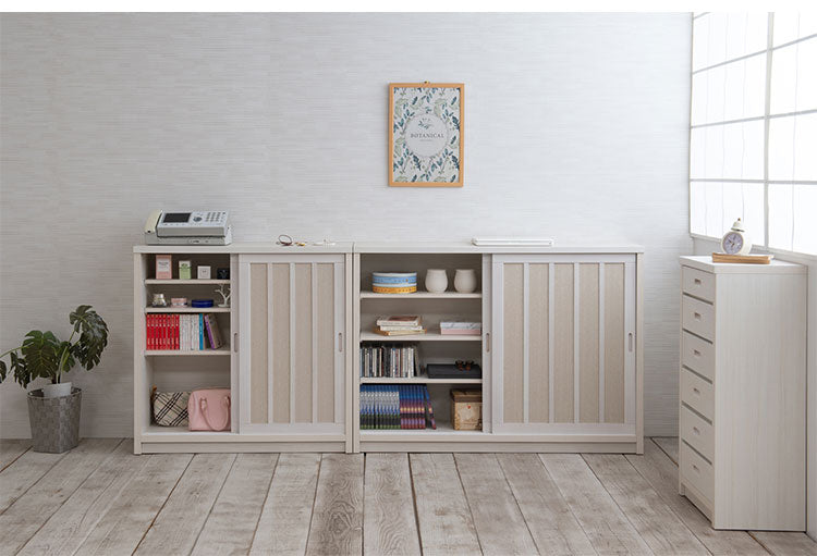 Shirayuki 白雪シリーズ 和モダン引戸キャビネット 幅90.5 奥行30 高さ