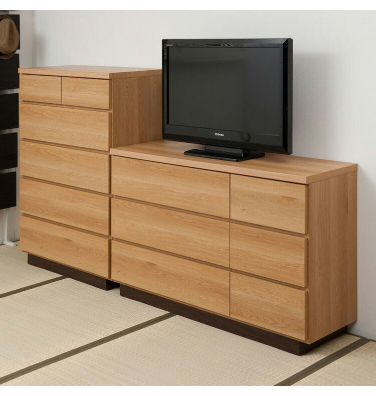 大川家具 日本製 完成品 float チェスト 幅120 ロータイプ ワイド タンス 箪笥 ナチュラル 茶 木目調 国産 ワイド 収納 衣類収納 和風 アンティーク ナチュラル 北欧 組み立て不要(代引不可)