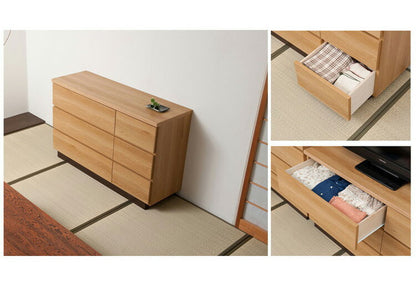 大川家具 日本製 完成品 float チェスト 幅120 ロータイプ ワイド タンス 箪笥 ナチュラル 茶 木目調 国産 ワイド 収納 衣類収納 和風 アンティーク ナチュラル 北欧 組み立て不要(代引不可)