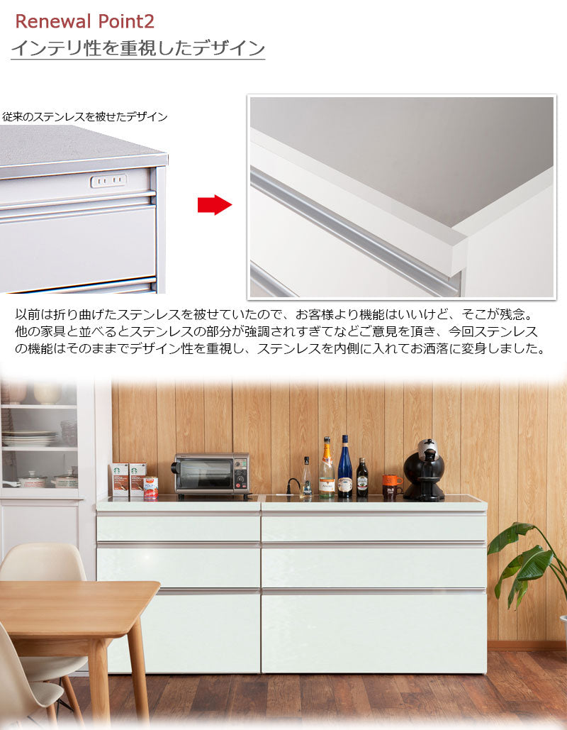 日本製 完成品 ステンレス キッチンカウンター 幅80 木目調 艶出しホワイト カウンター キッチンカウンター 大型レンジ対応 国産 レンジラック(代引不可)