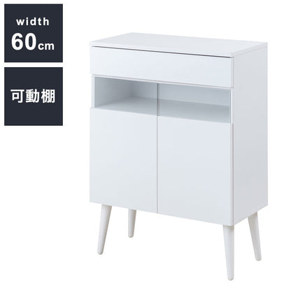 WHITE LIV 幅60 奥行30 高さ80.5 キャビネット ホワイト フレンチシャビー ルーター収納 電話台 収納 ファックス台 FAX台 ラック 棚 シェルフ 本棚 北欧 木製 収納ラック リビング 収納棚(代引不可)