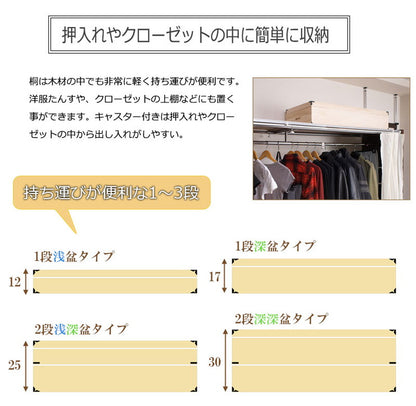 キャスター付き桐衣装箱 4段 高さ51 隅金具付 桐ケース 衣装ケース 押入れ クローゼット 桐たんす 保管庫 保管ケース 着物 衣類収納 洋服 浴衣(代引不可)