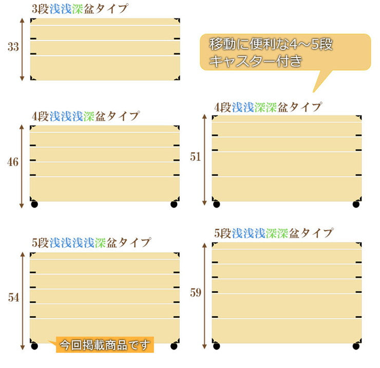 キャスター付き桐衣装箱 5段 高さ54cm 隅金具付 桐ケース 衣装ケース 押入れ クローゼット 桐たんす 保管庫 保管ケース 着物 衣類収納 洋服 浴衣(代引不可)